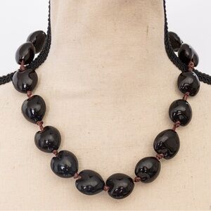 Dark chocolate brown beaded necklace tagua nut look